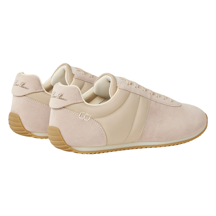 Loro Piana Women's Fast Walk Sneakers in Sand Shell/Light Rose Dust, Rear View