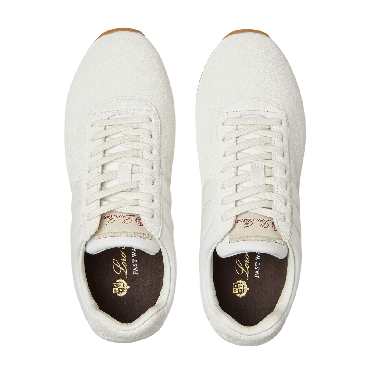 Loro Piana Women's Fast Walk Sneakers in White, Top View
