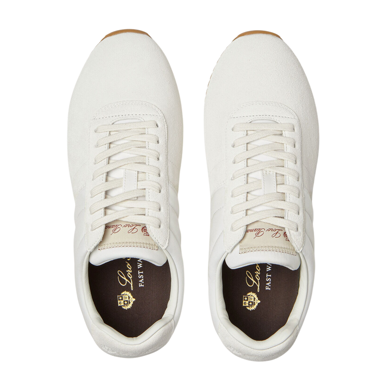 Loro Piana Women's Fast Walk Sneakers in White, Top View
