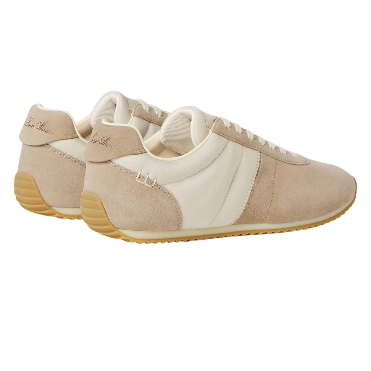 Loro Piana Women's Fast Walk Sneakers in Maple/Dark Wheat, Rear View