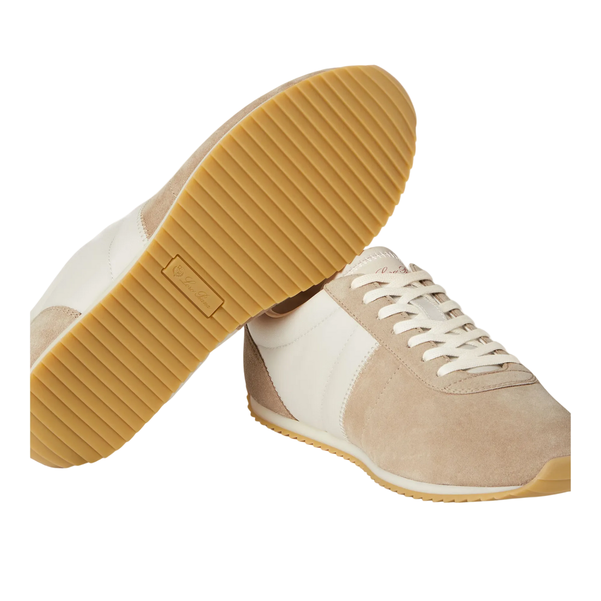 Loro Piana Women's Fast Walk Sneakers in Maple/Dark Wheat, Gum Rubber Sole View