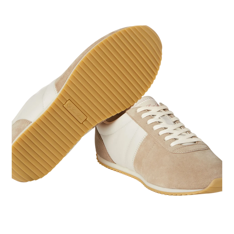 Loro Piana Women's Fast Walk Sneakers in Maple/Dark Wheat, Gum Rubber Sole View