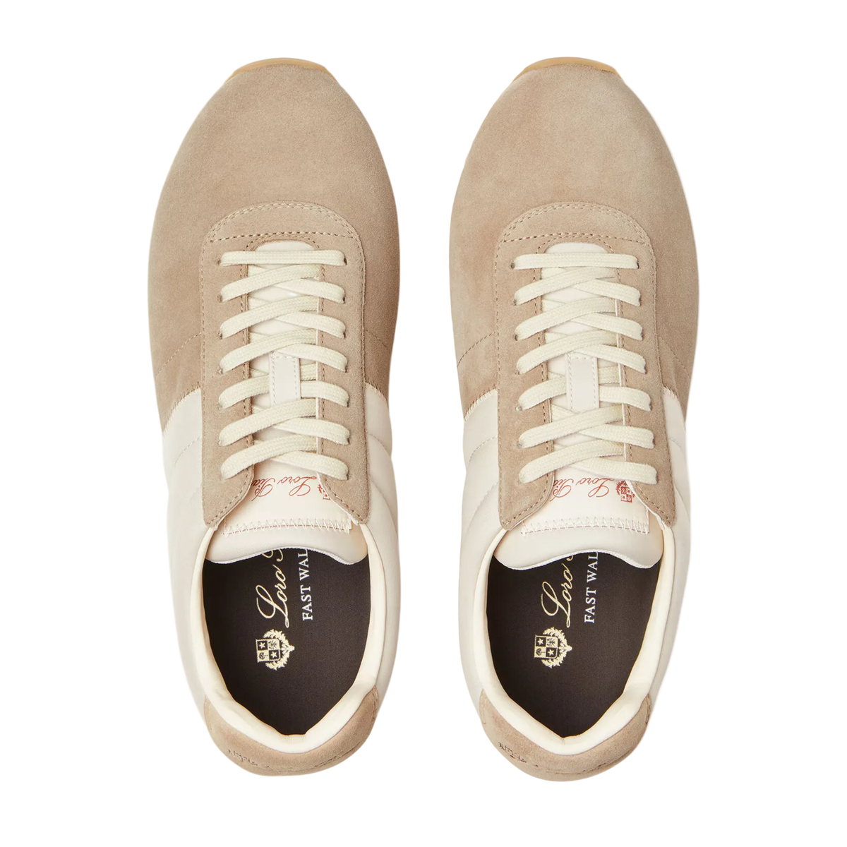 Loro Piana Women's Fast Walk Sneakers in Maple/Dark Wheat, Lace Detail