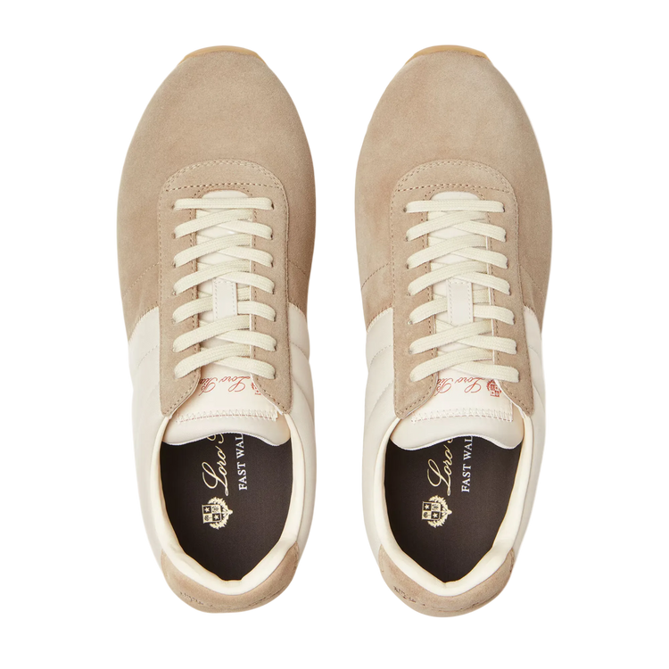 Loro Piana Women's Fast Walk Sneakers in Maple/Dark Wheat, Lace Detail