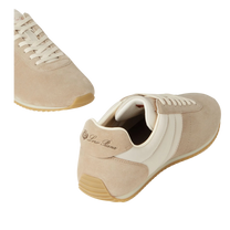 Loro Piana Women's Fast Walk Sneakers in Maple/Dark Wheat, Angled Front and Rear View