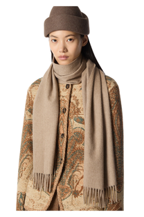 Loro Piana Grande Unita Cashmere Scarf in Desert Rose Melange, Worn by Model