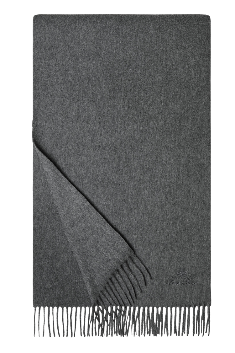 Loro Piana Grande Unita Cashmere Scarf in Grey Melange, Product View