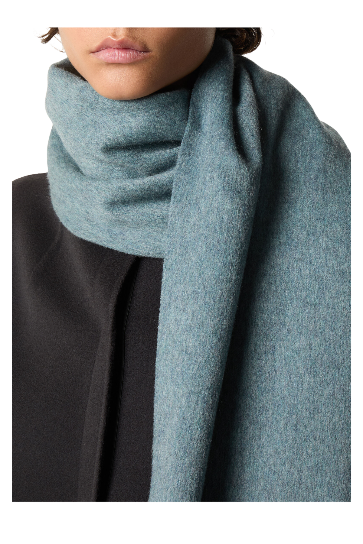 Loro Piana Grande Unita Cashmere Scarf in Mashu Lake Melange, Worn by Model