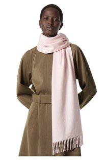 Loro Piana Grande Unita Cashmere Scarf in Pale Morganite, Worn by Model