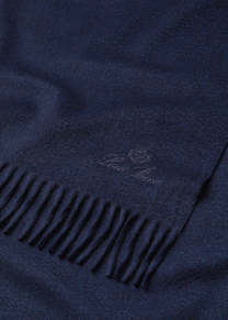 Close-Up of Loro Piana Grande Unita Cashmere Scarf in Sable Blue