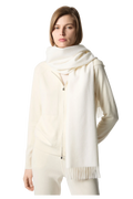 Loro Piana Grande Unita Cashmere Scarf in White, Worn by Model
