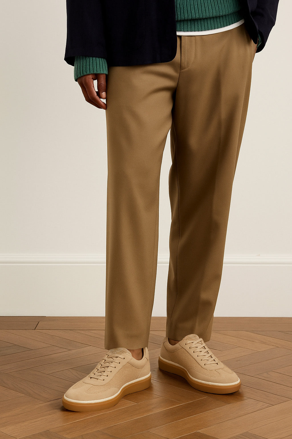 <tc>Loro Piana</tc> รองเท้าผ้าใบเทนนิสวอล์คสำหรับผู้ชาย (หนังกลับแบบผ่าหน้า)
