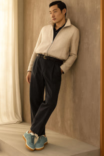 <tc>Loro Piana</tc> รองเท้าผ้าใบเทนนิสวอล์คสำหรับผู้ชาย (หนังกลับแบบผ่าหน้า)