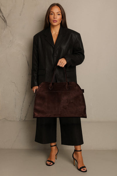The Row Soft Margaux 17 Bag in Suede – Kinship JP