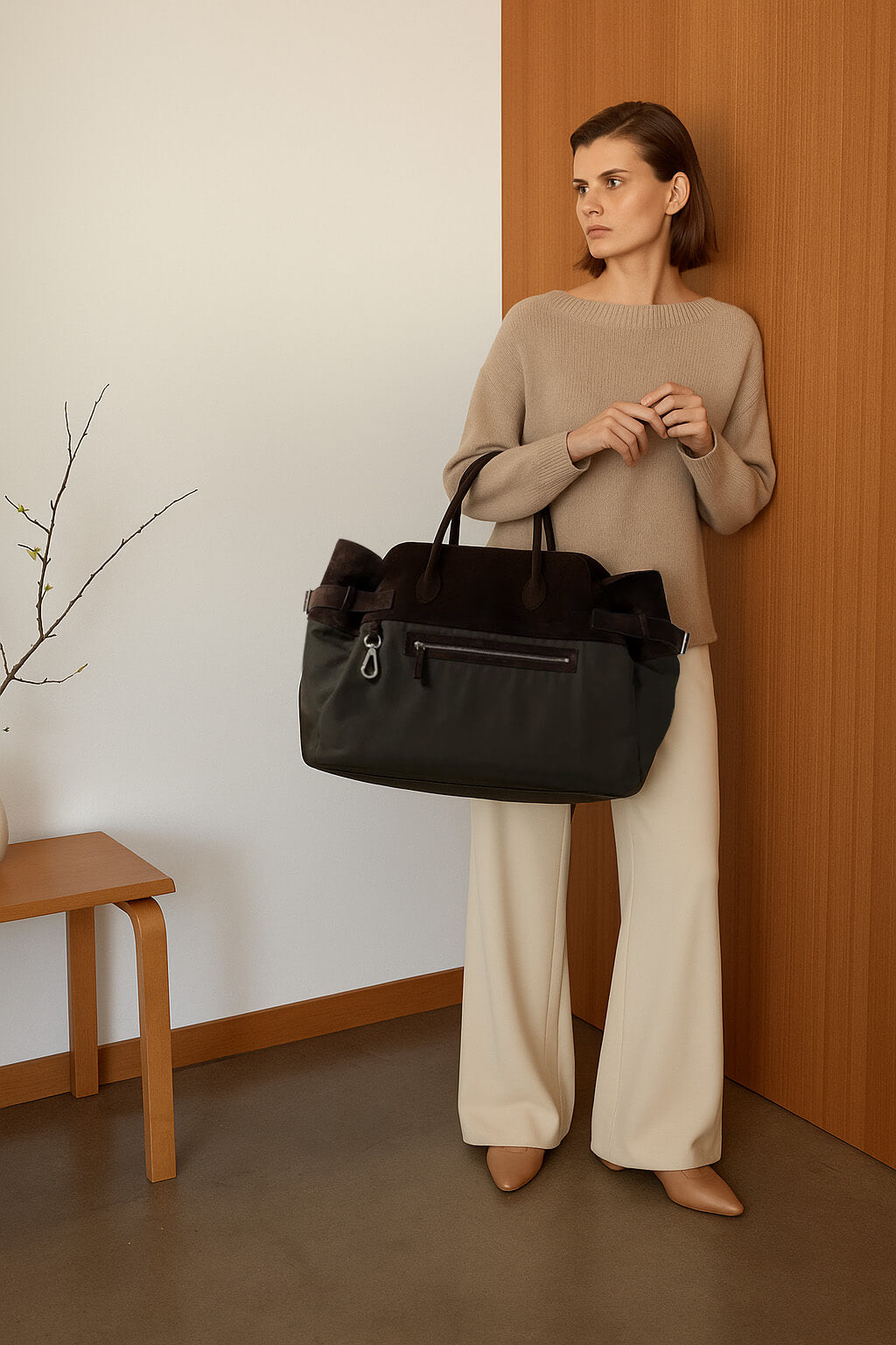 <tc>The Row</tc> Sac fourre-tout en toile et cuir à boucle inversée Margaux 17