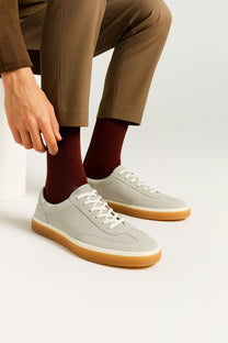 <tc>Loro Piana</tc> รองเท้าผ้าใบเทนนิสวอล์คสำหรับผู้ชาย (หนังกลับแบบผ่าหน้า)