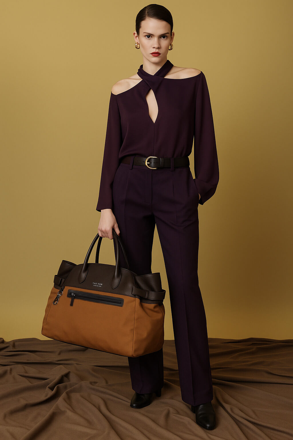 <tc>The Row</tc> Sac fourre-tout en toile et cuir à boucle inversée Margaux 17