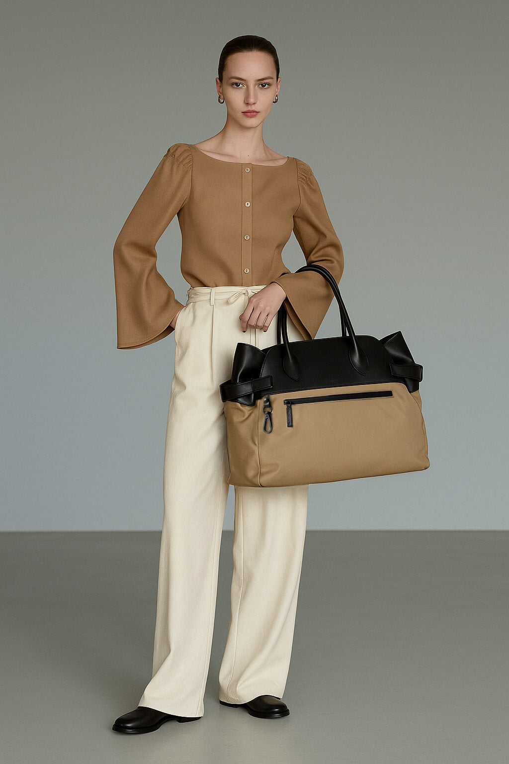<tc>The Row</tc> Sac fourre-tout en toile et cuir à boucle inversée Margaux 17