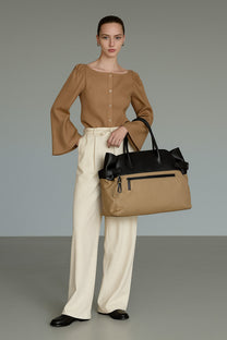 <tc>The Row</tc> Sac fourre-tout en toile et cuir à boucle inversée Margaux 17