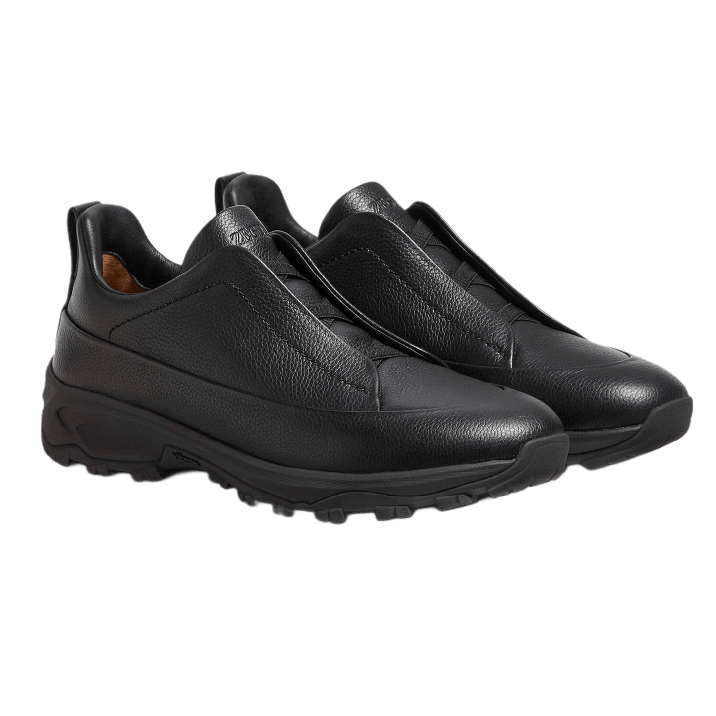 Zegna Men's Triple Stitch Monte Grained Leather Slip-On Sneakers