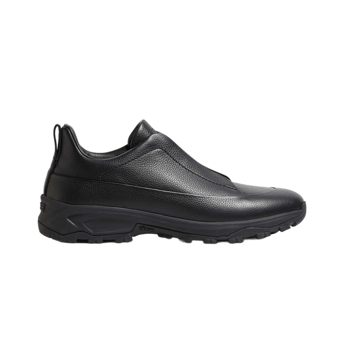 Zegna Men's Triple Stitch Monte Grained Leather Slip-On Sneakers