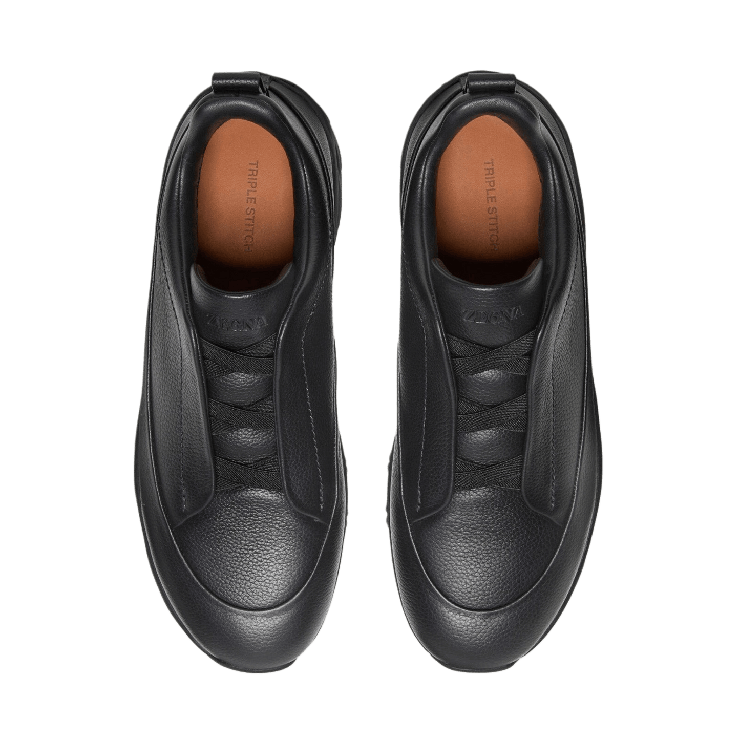 Zegna Men's Triple Stitch Monte Grained Leather Slip-On Sneakers