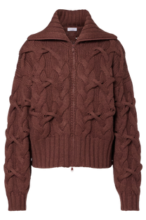 Brunello Cucinelli Women's Crisscross Cable Cardigan in Cashmere Feather Yarn