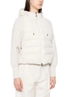 Brunello Cucinelli Women's Hooded Knitted-sleeve Puffer Jacket