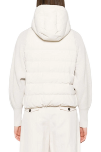 Brunello Cucinelli Women's Hooded Knitted-sleeve Puffer Jacket