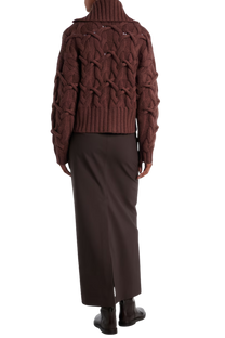 Brunello Cucinelli Women's Crisscross Cable Cardigan in Cashmere Feather Yarn