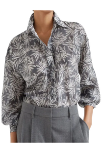 Brunello Cucinelli Women's Abstract-print Silk Shirt