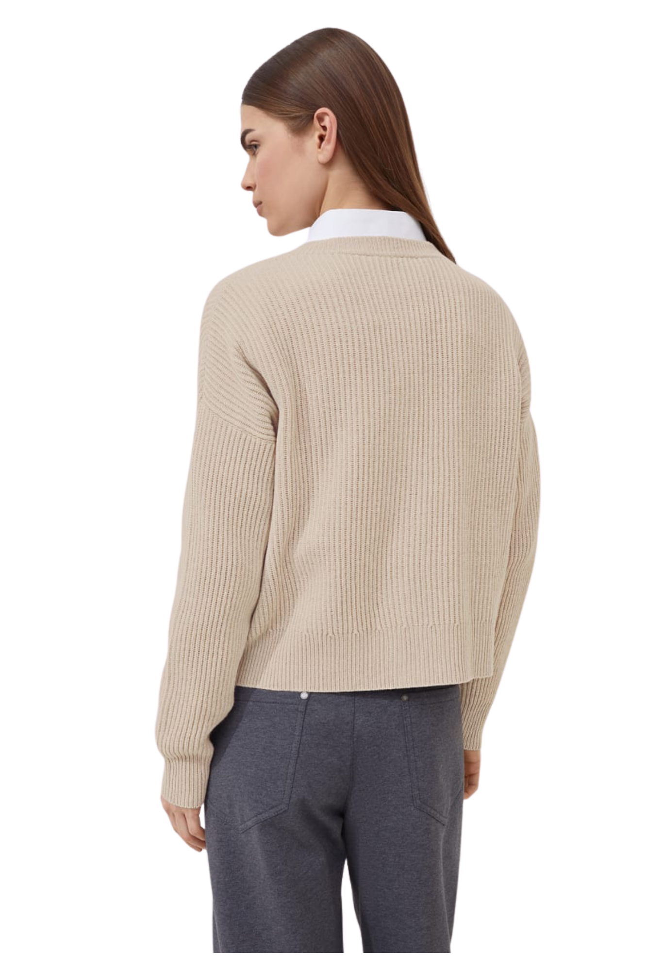 Brunello Cucinelli Women's Virgin Wool, Cashmere and Silk English Rib Cardigan with Metal Buttons