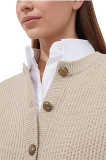Brunello Cucinelli Women's Virgin Wool, Cashmere and Silk English Rib Cardigan with Metal Buttons