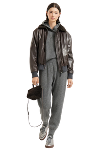 Brunello Cucinelli Women's Cashmere English Rib Hooded Sweater with Shiny Flower Embroidery