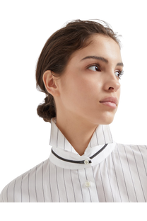 Brunello Cucinelli Women's Striped Cotton and Silk Poplin Shirt with Monili