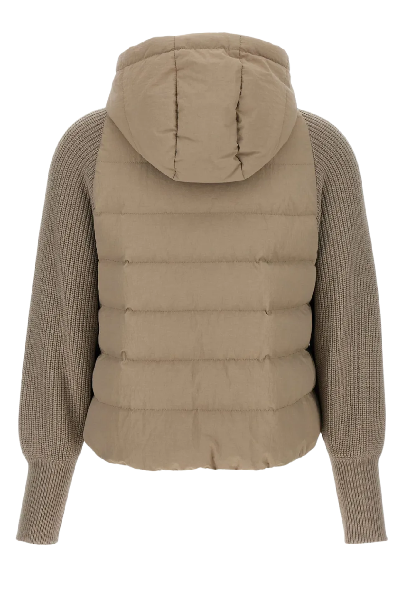 Brunello Cucinelli Women's Hooded Knitted-sleeve Puffer Jacket