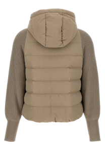 Brunello Cucinelli Women's Hooded Knitted-sleeve Puffer Jacket