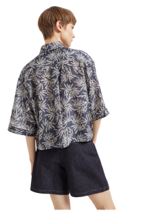 Brunello Cucinelli Women's Silk Fern Print Pongee Shirt with Monili