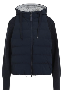 Brunello Cucinelli Women's Hooded Knitted-sleeve Puffer Jacket