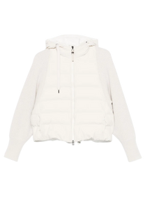 Brunello Cucinelli Women's Hooded Knitted-sleeve Puffer Jacket