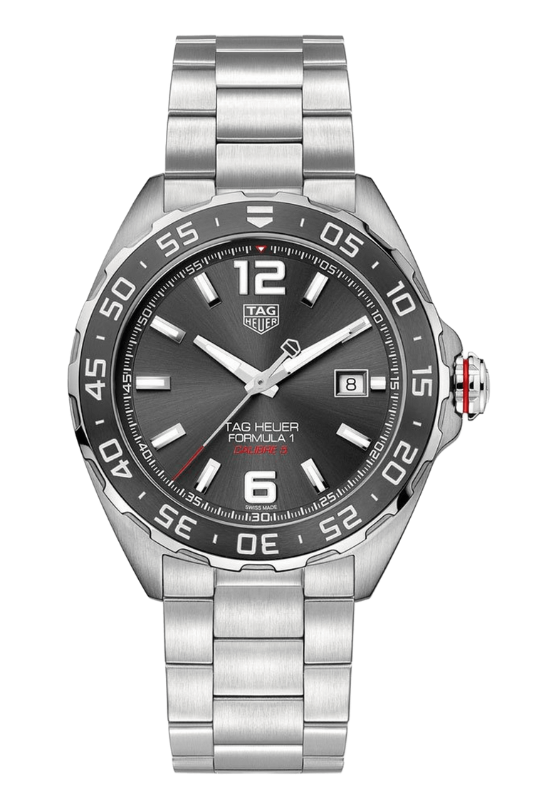 <tc>TAG Heuer</tc> Reloj automático para hombre Fórmula 1 Calibre 5 de acero gris con cronógrafo de 43 mm