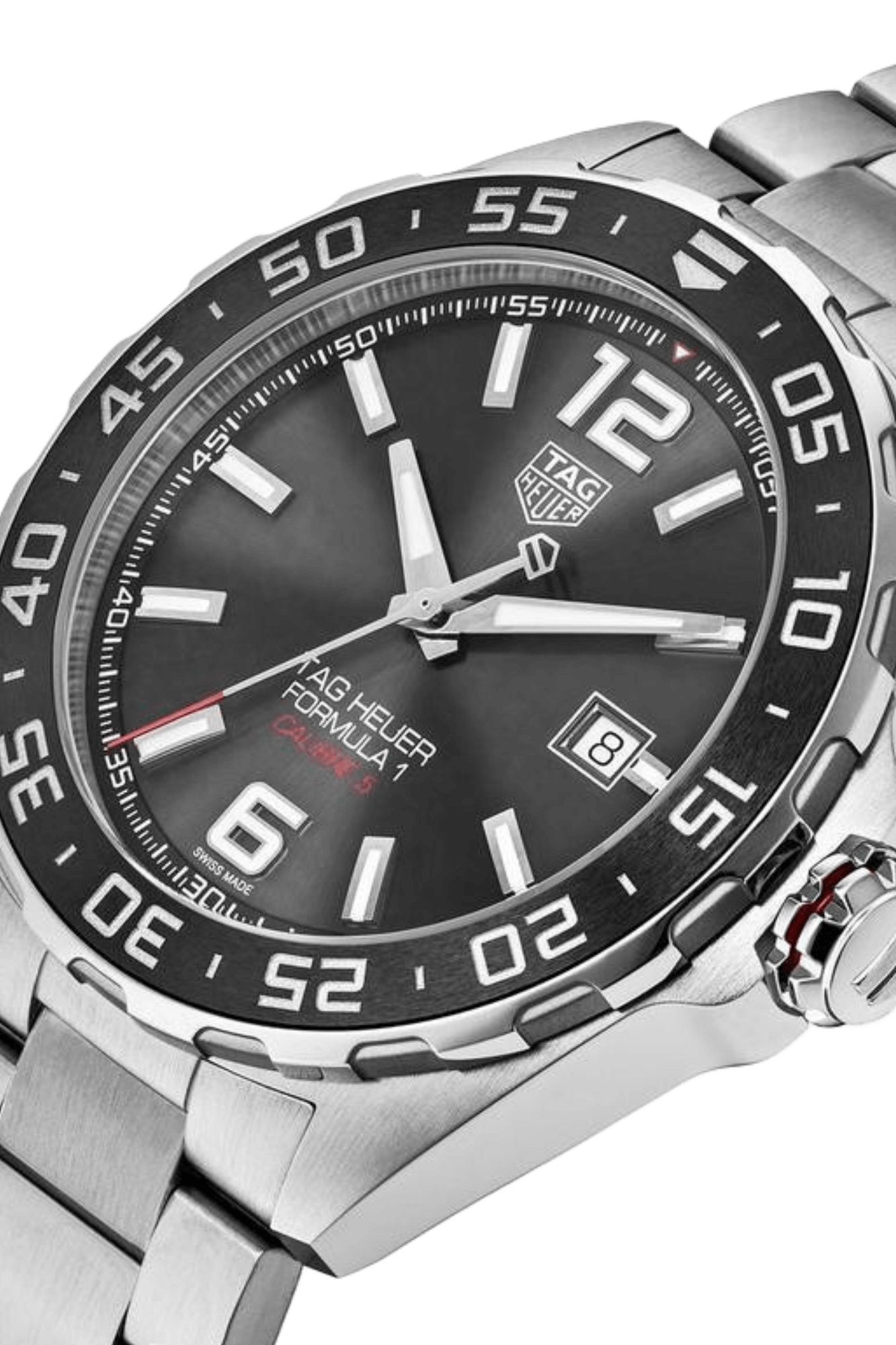 <tc>TAG Heuer</tc> Reloj automático para hombre Fórmula 1 Calibre 5 de acero gris con cronógrafo de 43 mm