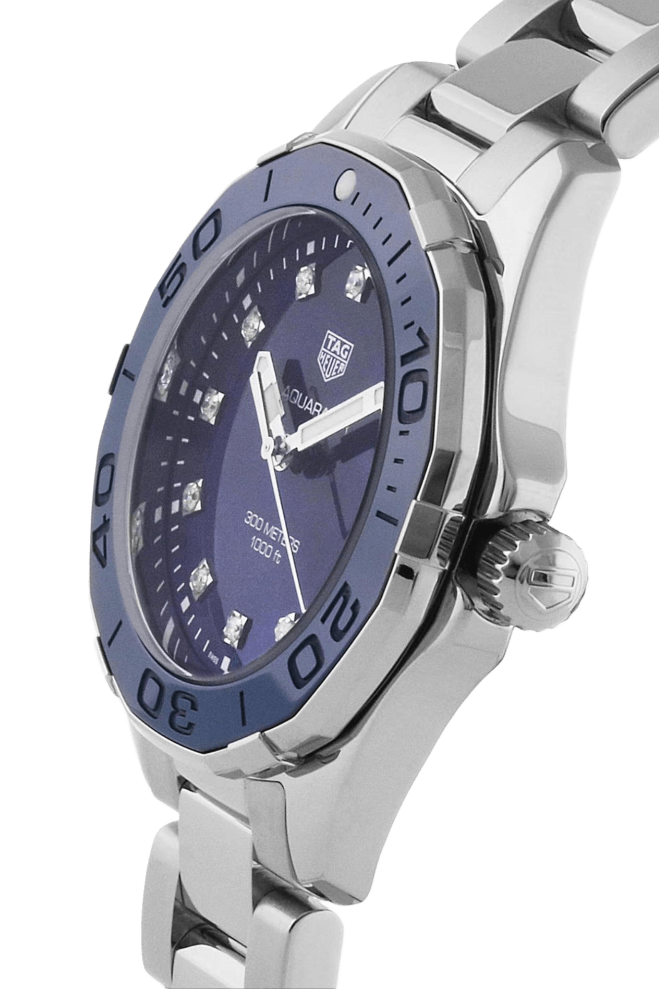 <tc>TAG Heuer</tc> ساعة أكواريسر كوارتز 35 مم للنساء باللون الأزرق من عرق اللؤلؤ