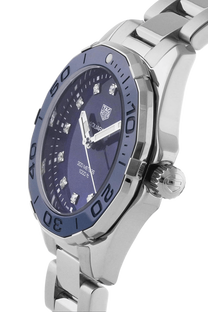 <tc>TAG Heuer</tc> ساعة أكواريسر كوارتز 35 مم للنساء باللون الأزرق من عرق اللؤلؤ
