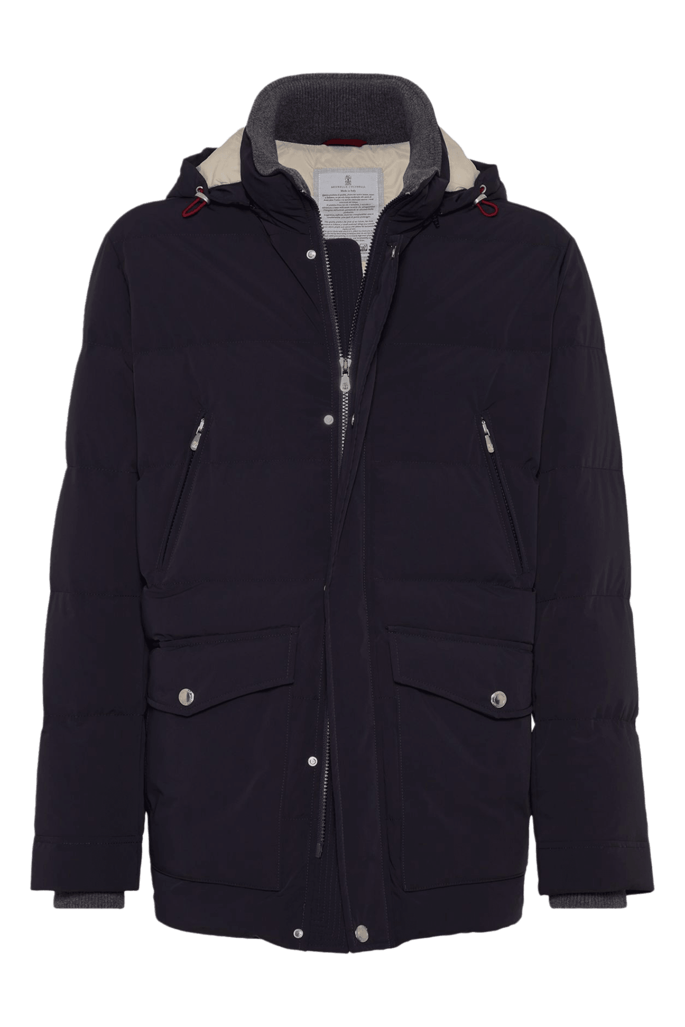 Brunello Cucinelli Men's Bonded Taffeta Down Jacket With Detachable Hood