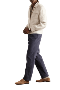 <tc>Brunello Cucinelli</tc> Chaqueta Harrington de sarga de lino, lana y seda para hombre