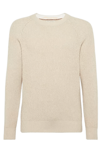 <tc>Brunello Cucinelli</tc> 男士 Malfilé 棉質英式羅紋插肩袖毛衣
