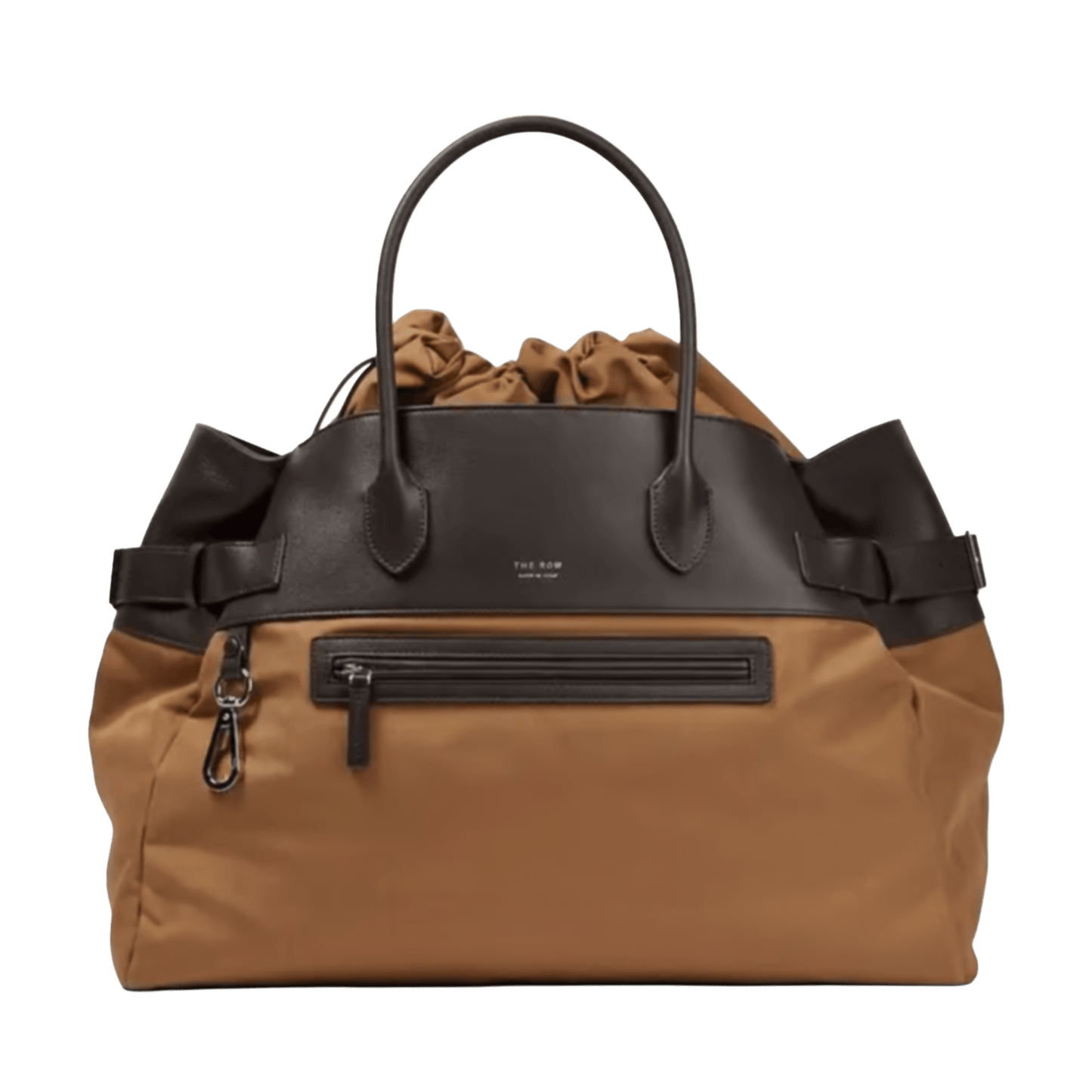 The Row Margaux 17 Inside-Out Buckled Leather Canvas Tote Bag