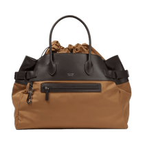 The Row Margaux 17 Inside-Out Buckled Leather Canvas Tote Bag