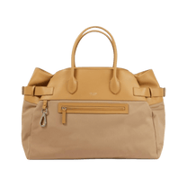 The Row Margaux 17 Inside-Out Buckled Leather Canvas Tote Bag